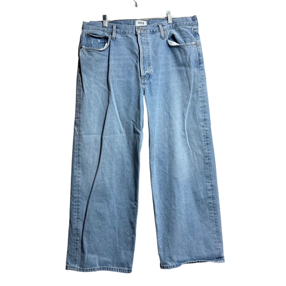 AGOLDE Low Slung Baggy Light Wash Wide Leg Organic Cotton Jeans Size 32‎